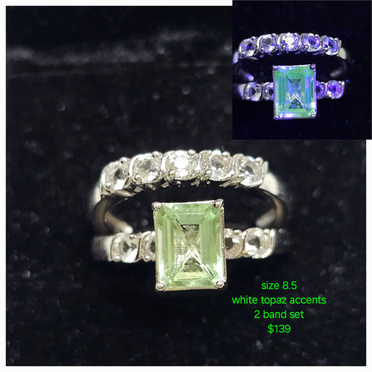 Size 8.5 uranium and white topaz