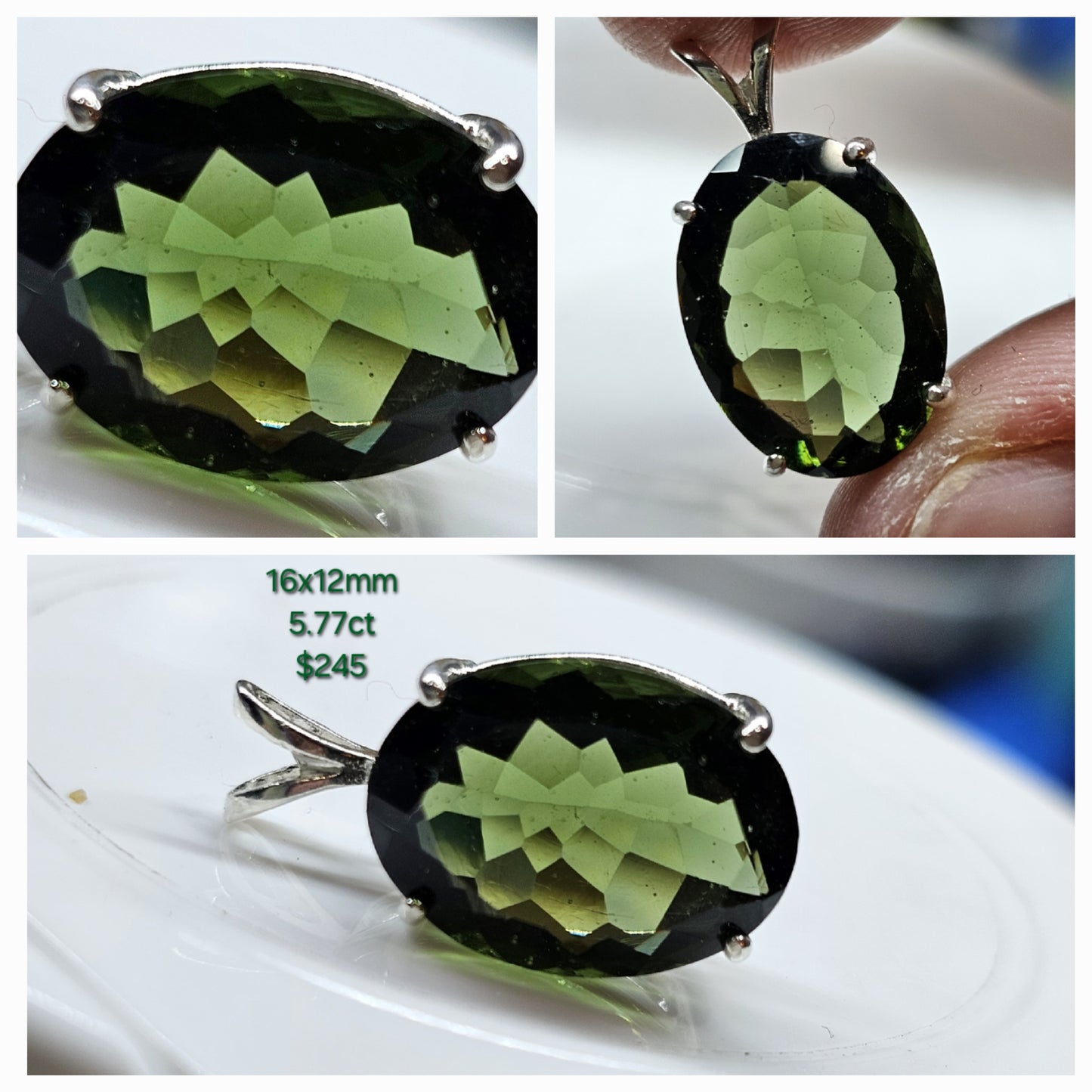 5.77ct 16x12mm moldavite pendant