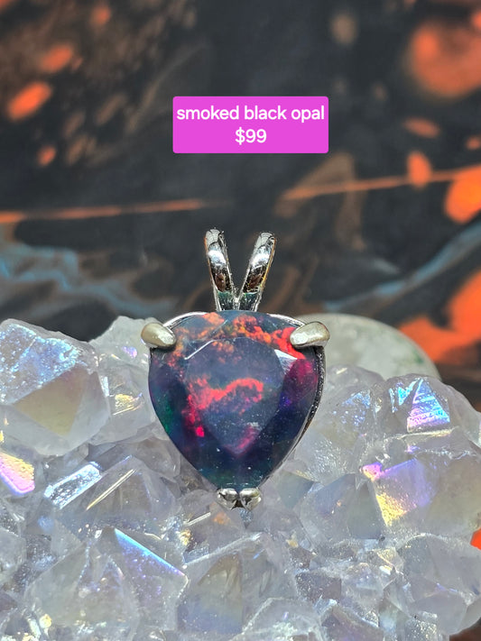 Smoked black opal pendant