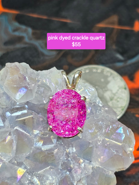 Pink dyed crackle quartz