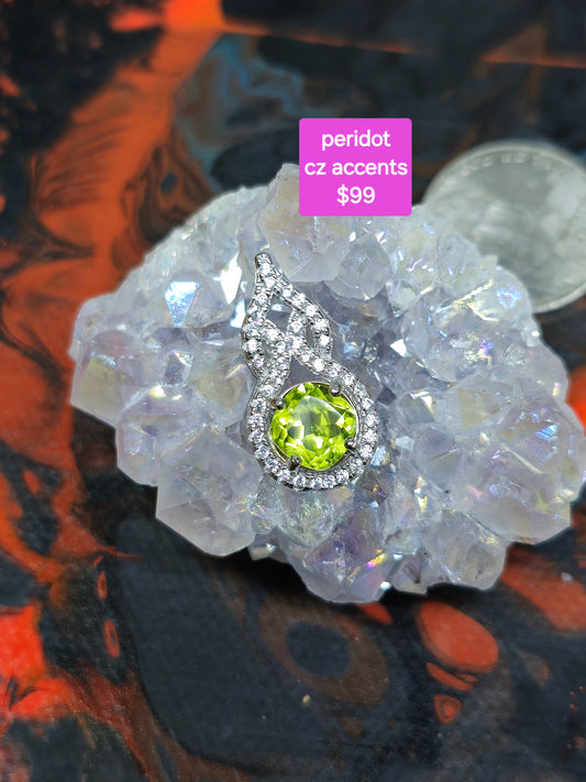 Peridot halo pendant