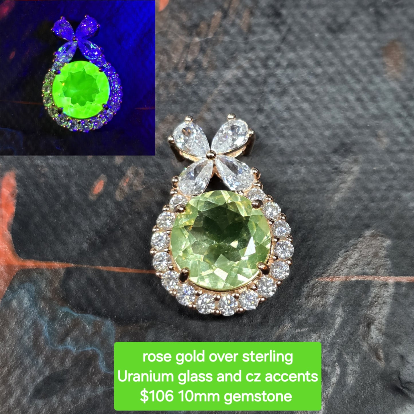 Ready to ship uranium glass pendants