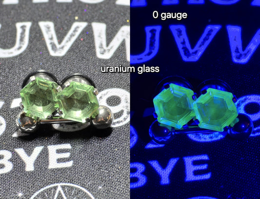 Uranium glass ear gauge plugs