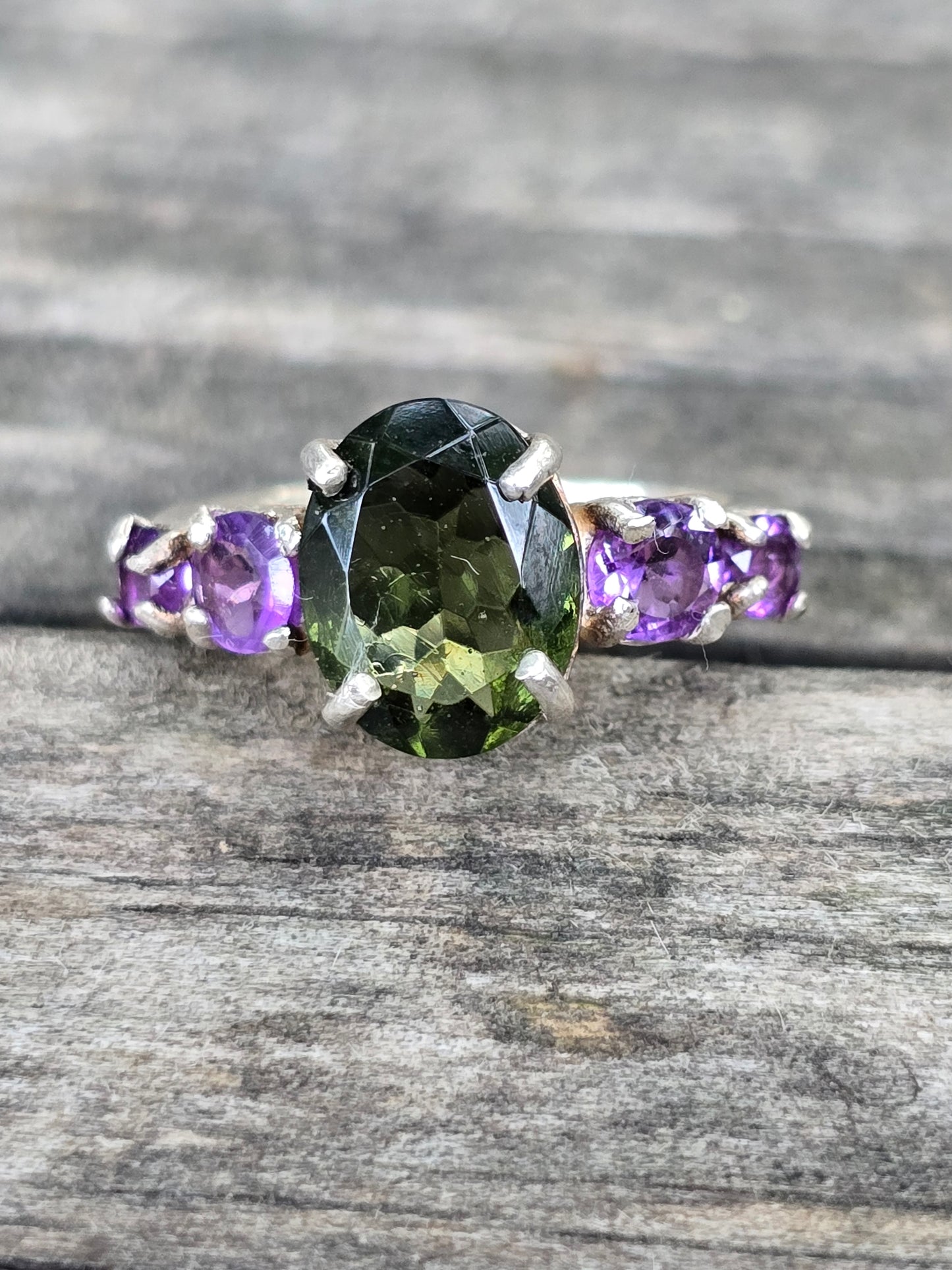 Size 5.5 amethyst & moldavite