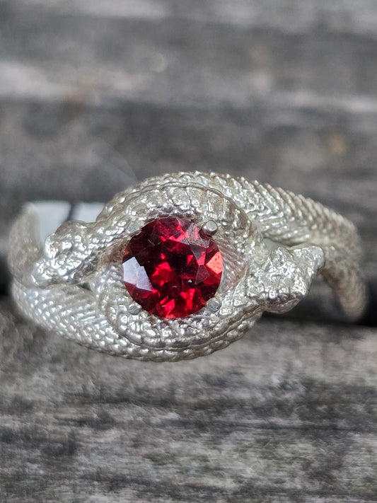 Size 6 garnet ouroboros