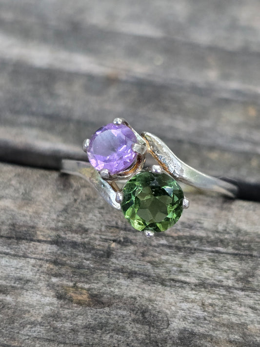 Size 6.5 amethyst & moldavite