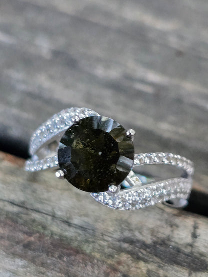 Size 8 moldavite & white topaz