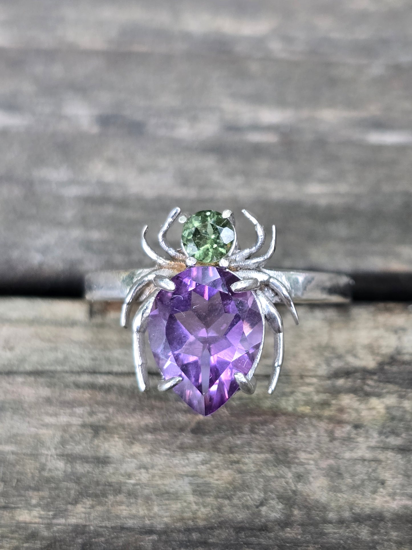 Size 10 amethyst/moldavite