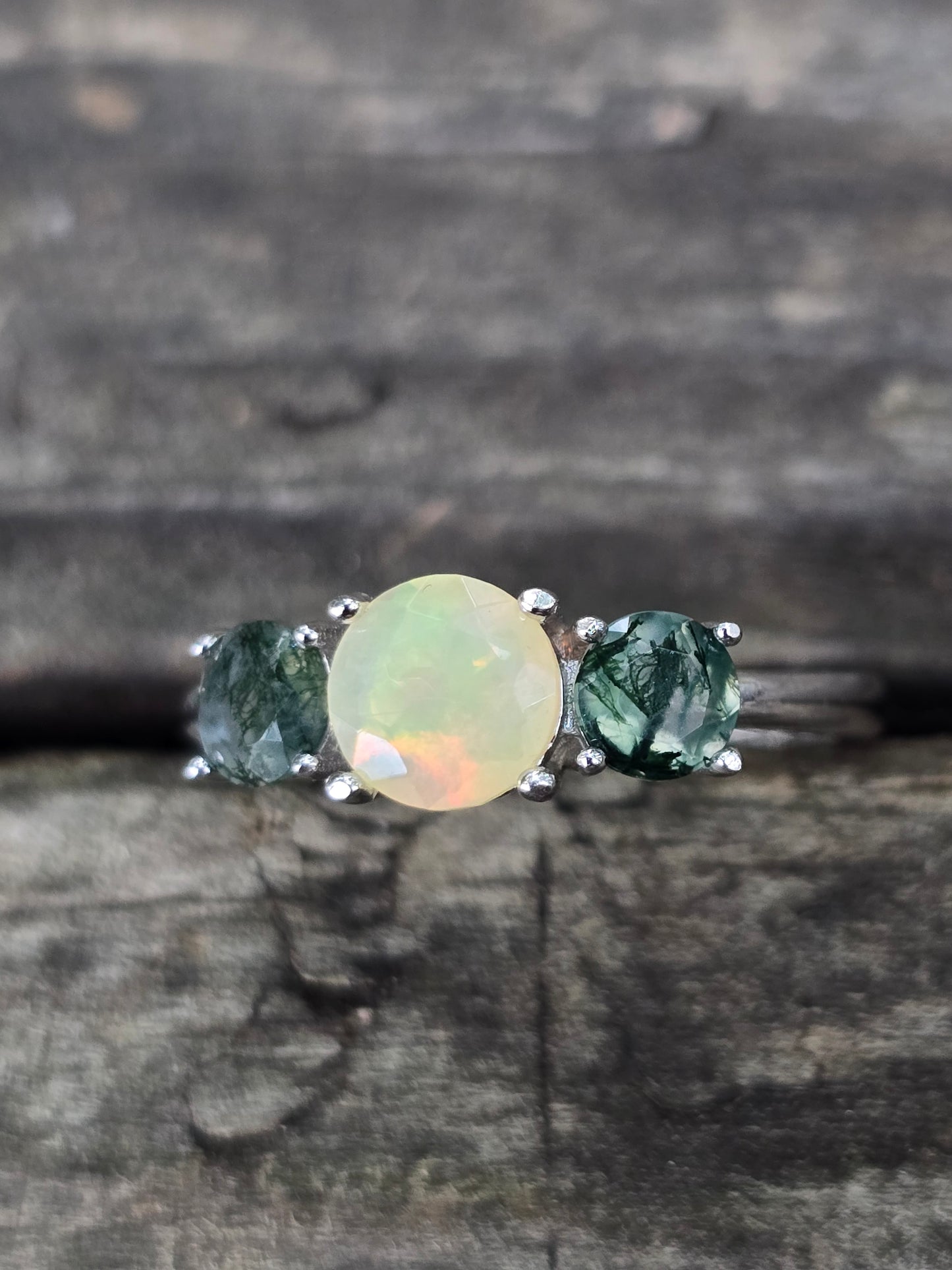 Size 10 opal and moss agate