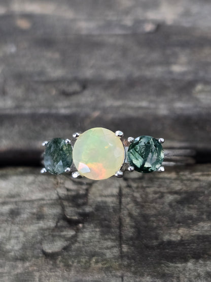 Size 10 opal and moss agate