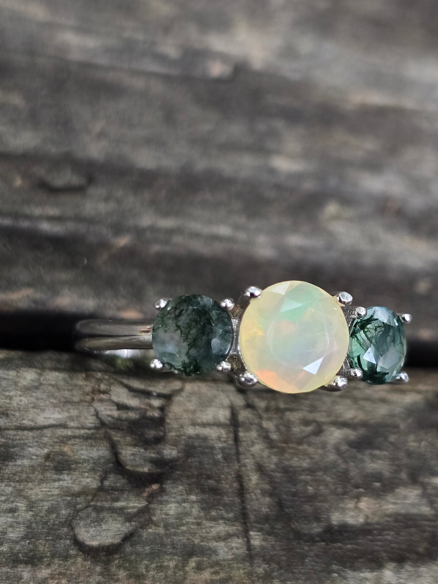 Size 10 opal and moss agate