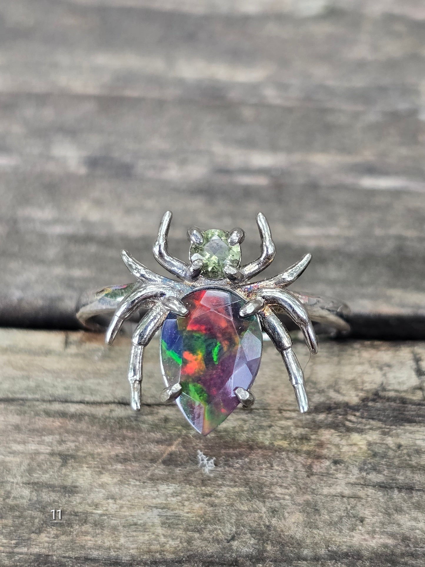 Size 11 smoked opal/moldavite