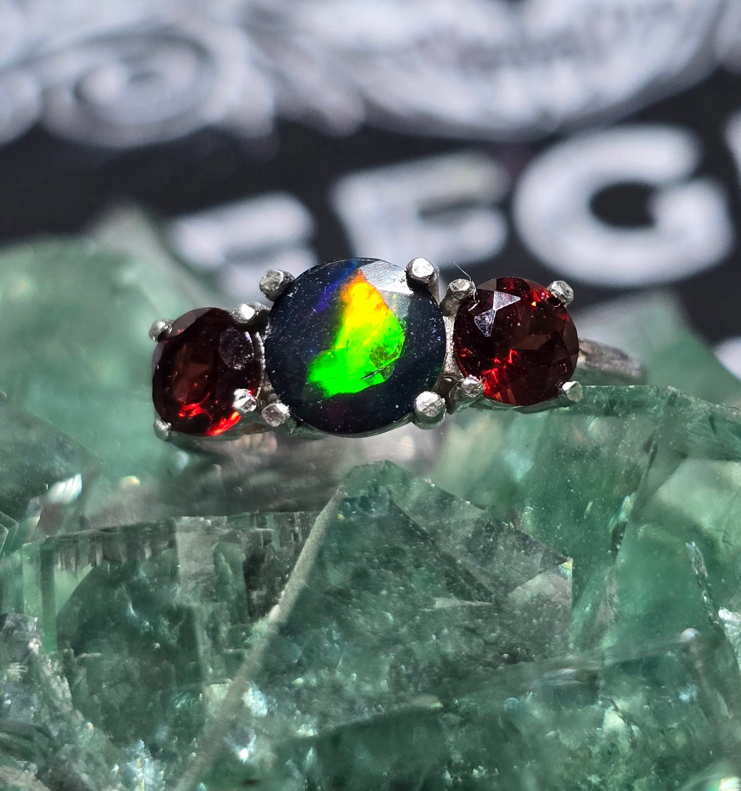 Size 7 opal & garnet