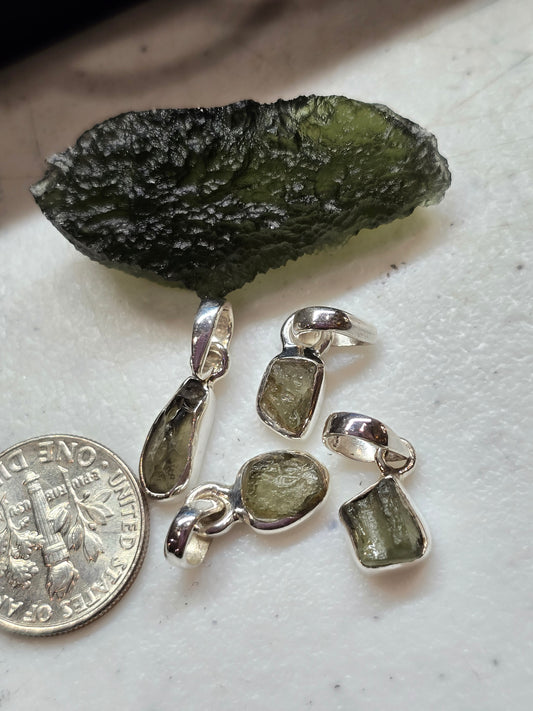 Little moldavite pendants