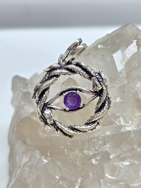 Amethyst ouroboros pendant