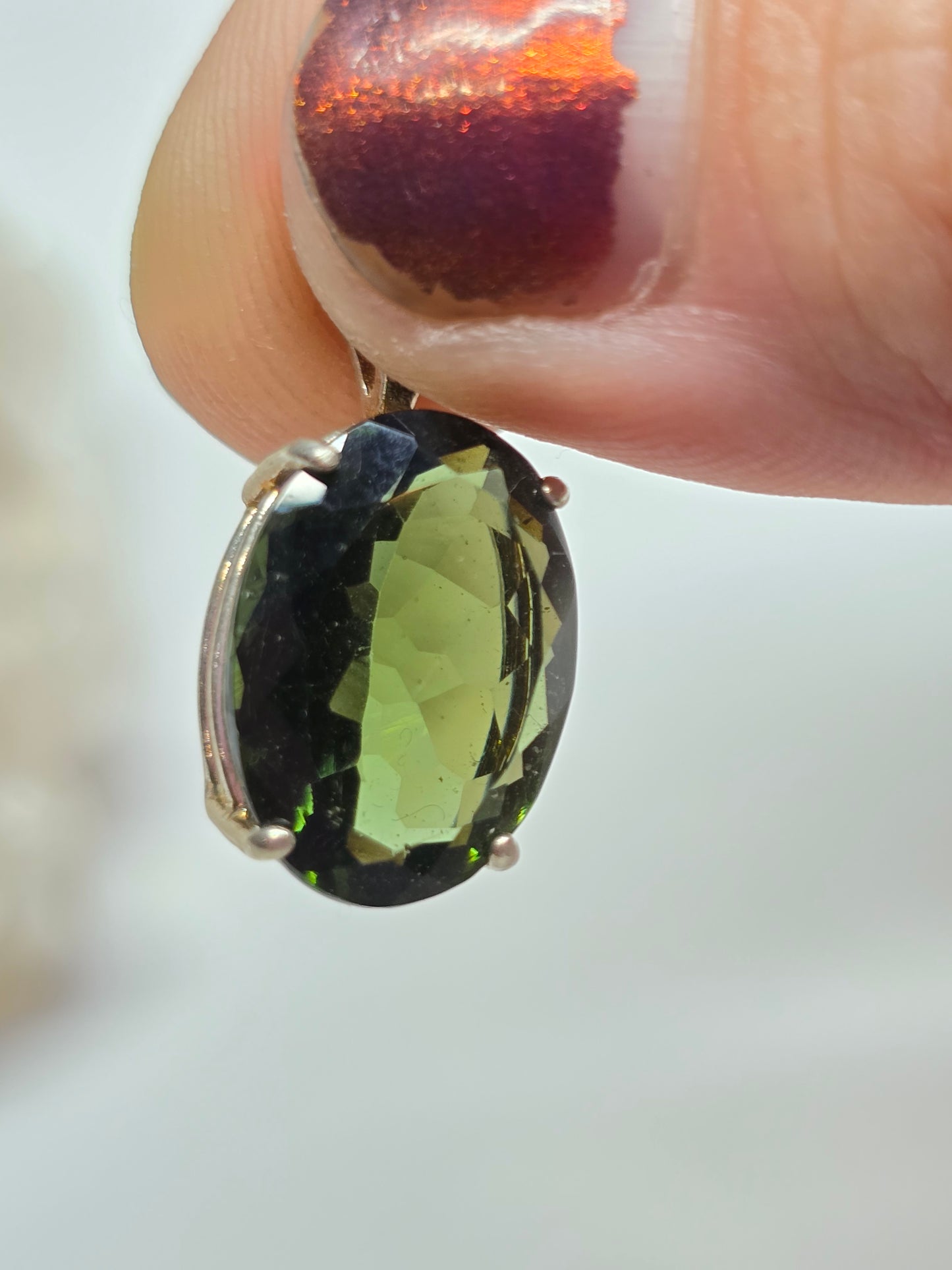 5.77ct 16x12mm moldavite pendant