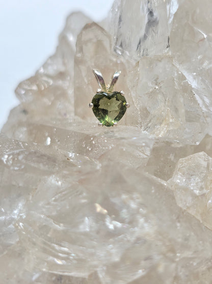 Moldavite heart pendant