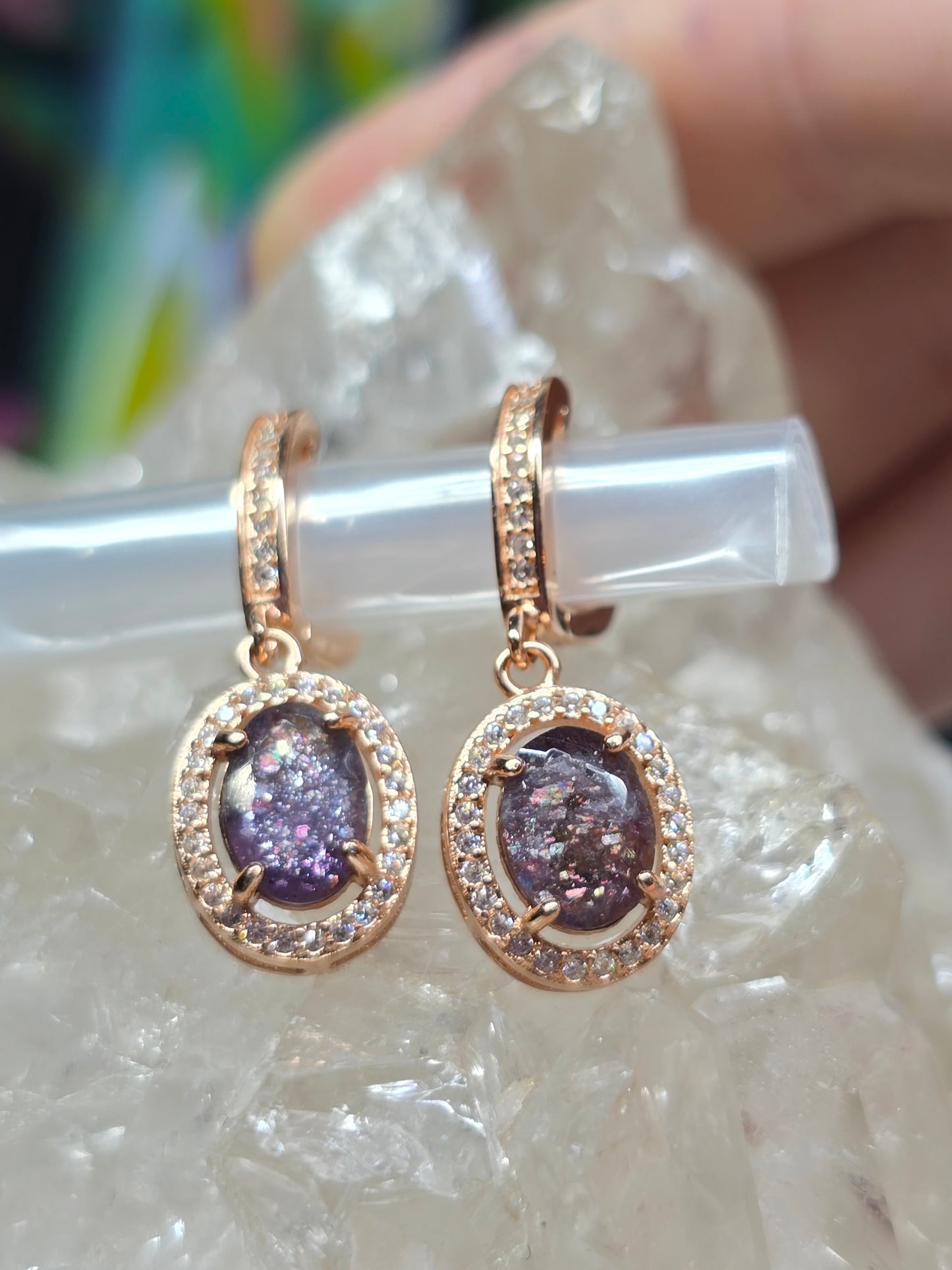 Iolite sunstone earrings