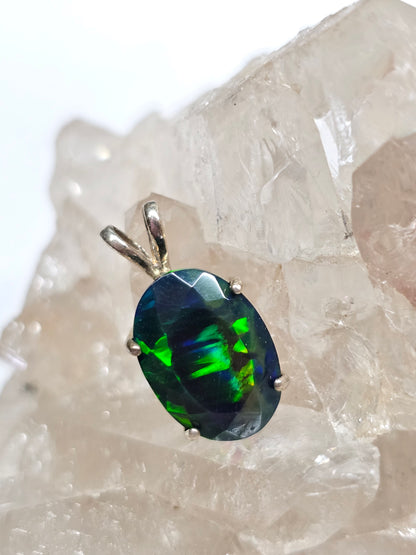 AAA quality smoked black opal pendant