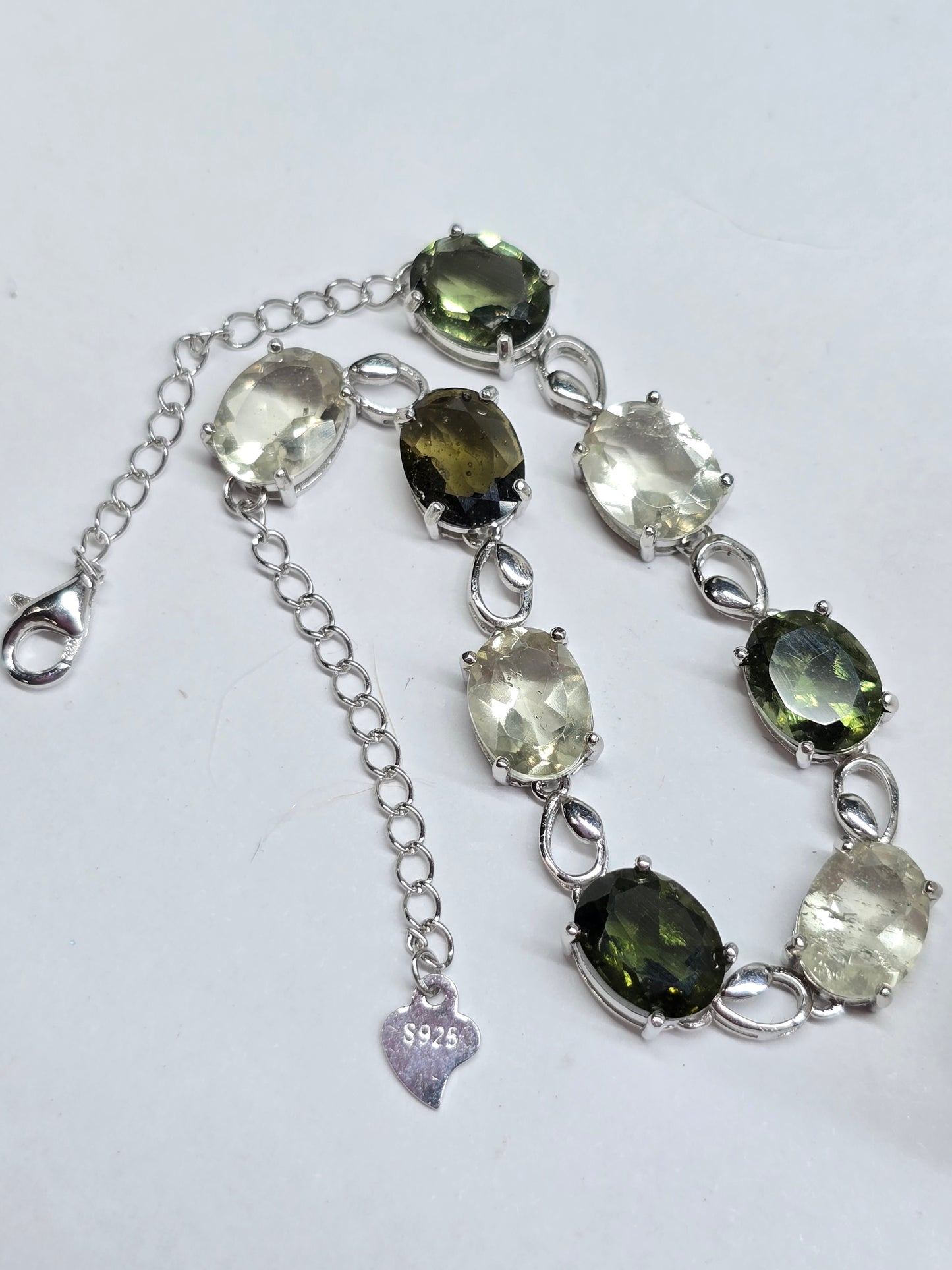 Moldavite/Libyan desert glass bracelet