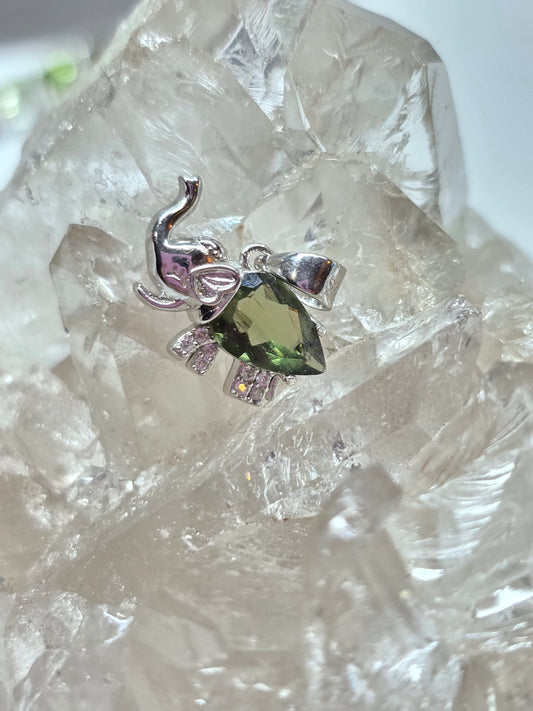 Elephant moldavite pendant