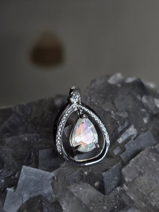 Pink Madagascar moonstone swing pendant