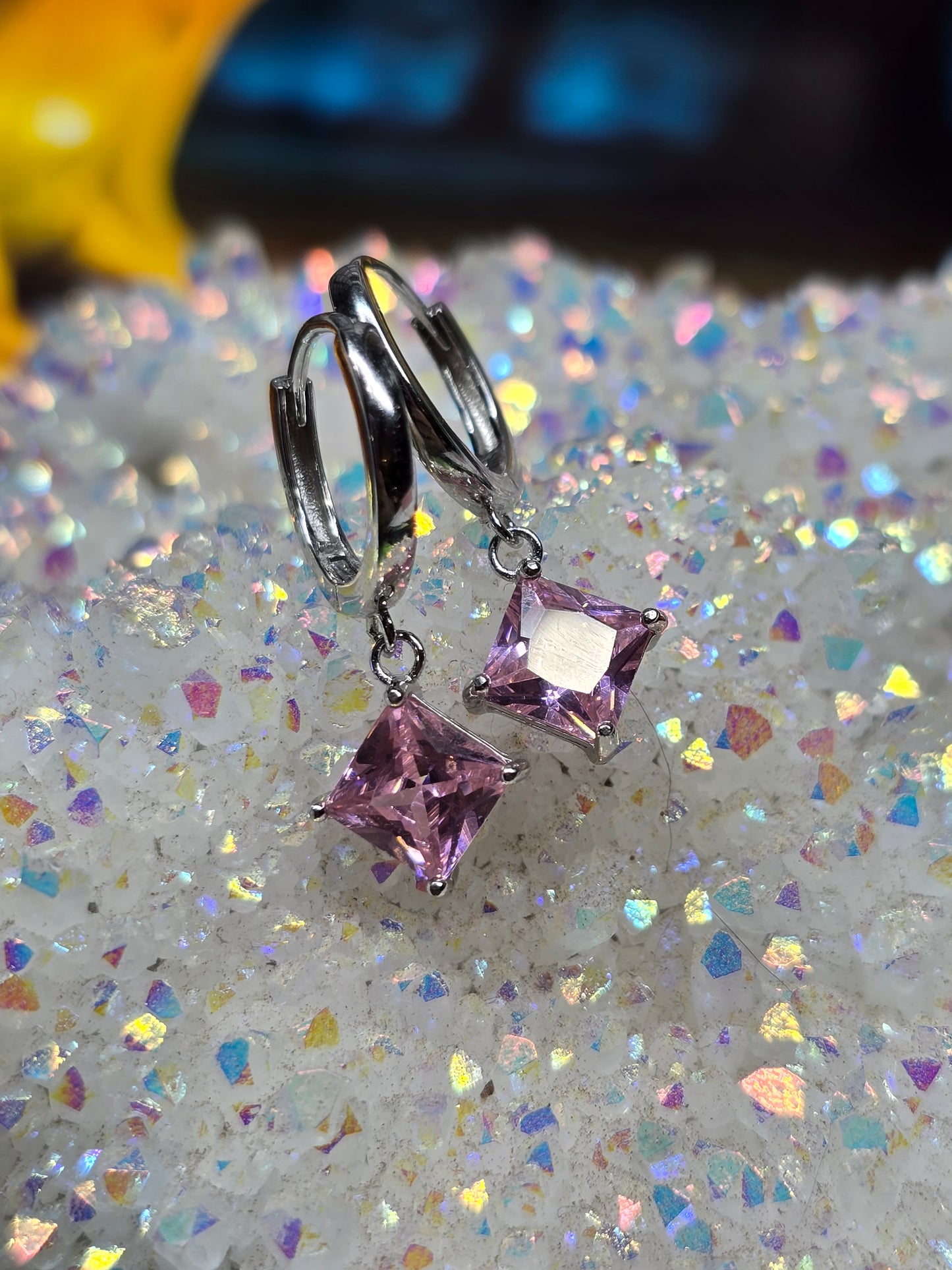 Pink mystic topaz earrings