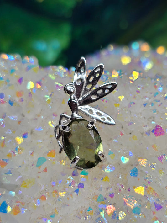 Moldavite fairy pendant