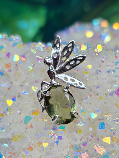 Moldavite fairy pendant