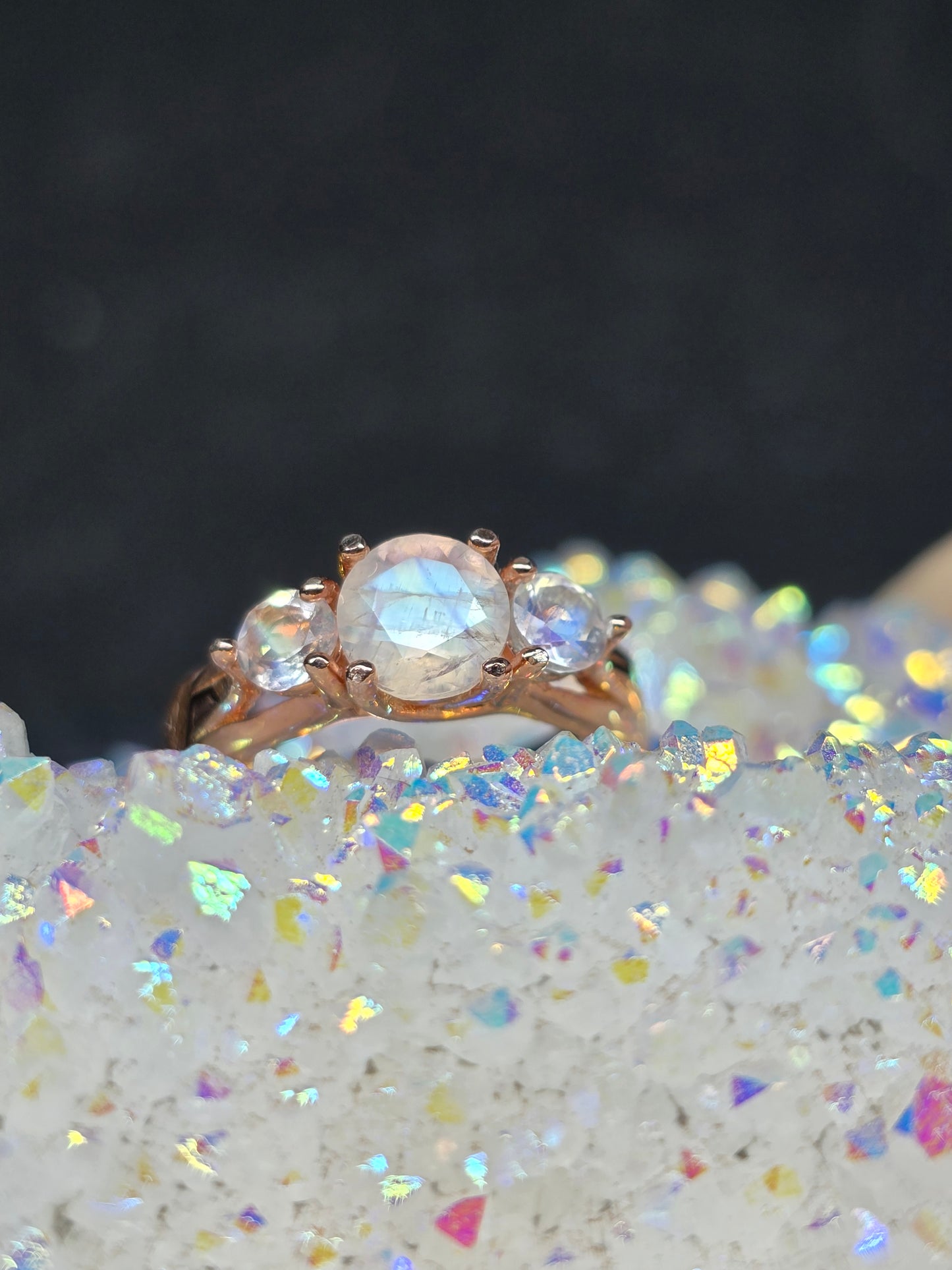 Moonstone in rose gold size 5