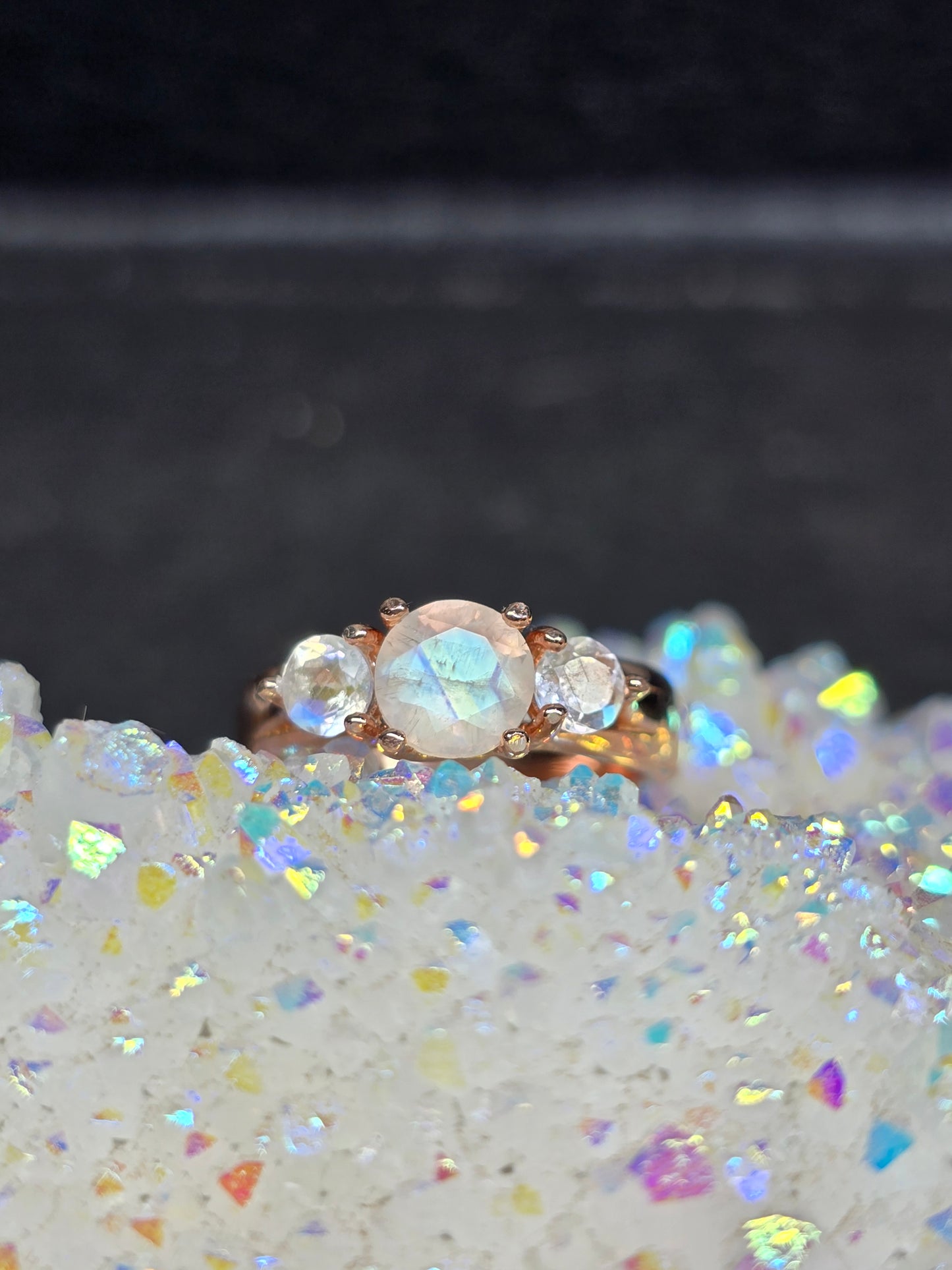 Moonstone in rose gold size 5