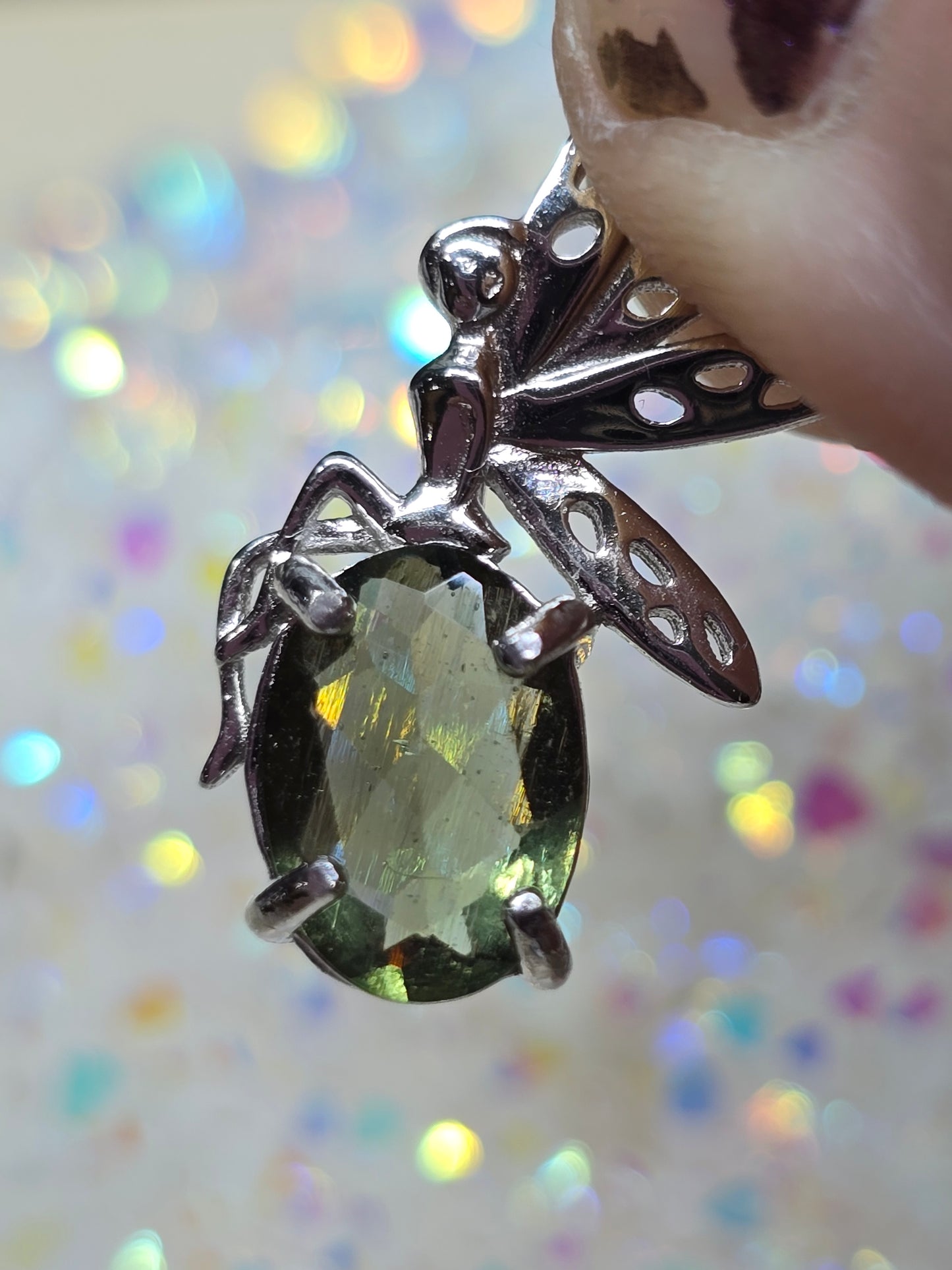 Moldavite fairy pendant