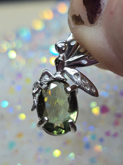 Moldavite fairy pendant